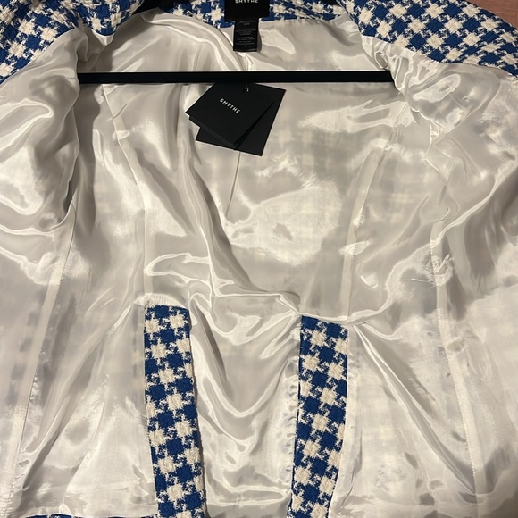 Smythe: Patch Pocket Duchess Blazer With Elbow Patches In Azure Houndstooth - Picture 5 of 7